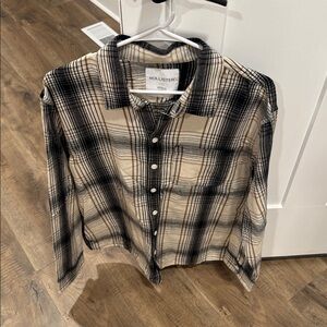 Hollister Black and Tan Checkered Shirt